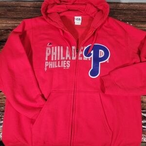 Majestic Philadelphia Phillies Full Zip Fleece Hoodie Men’s XL MLB Red NWOT